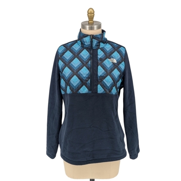 The North Face Sweaters - The North Face Blue Geometric Fleece Pullover Sweater Blue L hipster outdoors